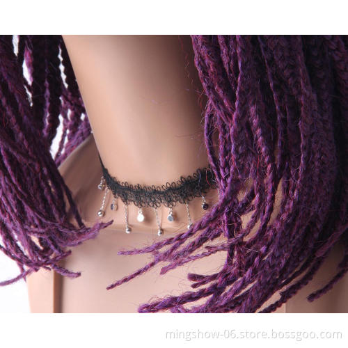 Factory price synthetic purple lace front wig, xuchang synthetic wig vendor